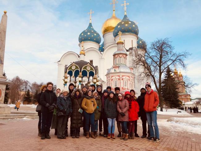 group of students and faculty in russia