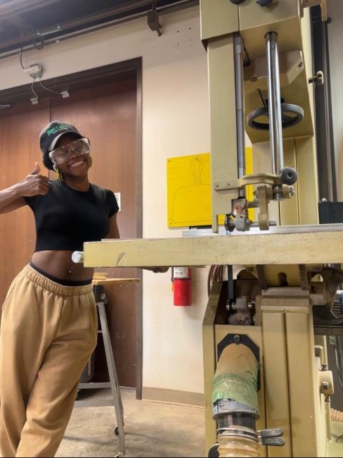 Marquia Humphries ’22 working on a project