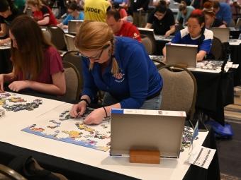 Becca Taylor ’06 at a Puzzle Competition Final