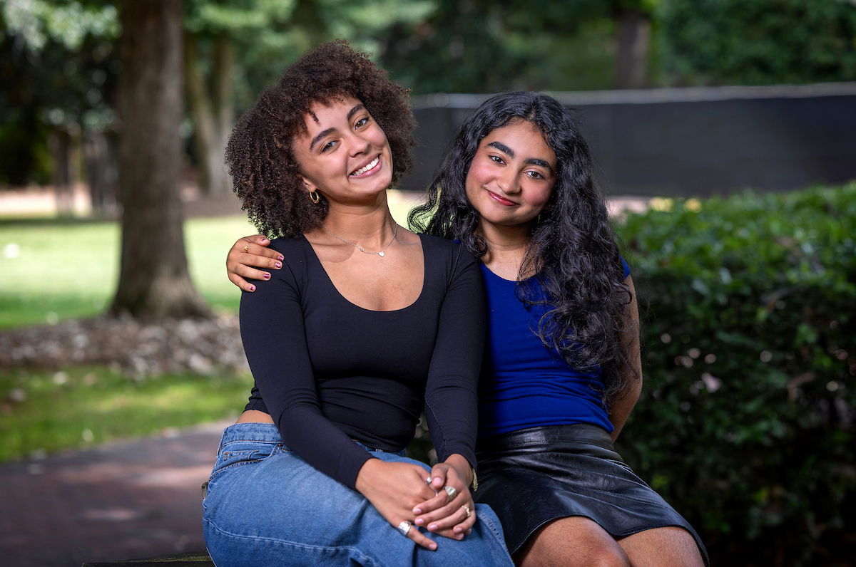 dancer Aiyana Thornton ’29 and theatre production manager Aishya Pillai ’29