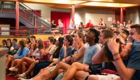 Students in the Duke Family Performance Hall during orientation event Class of 2030