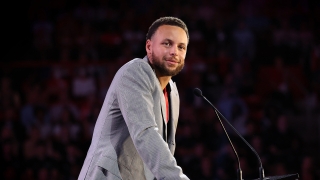 Stephen Curry speaking during Curry for 3 Event