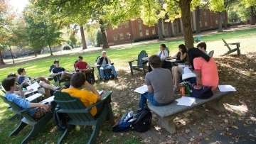 Outdoor Class gathered in a circle