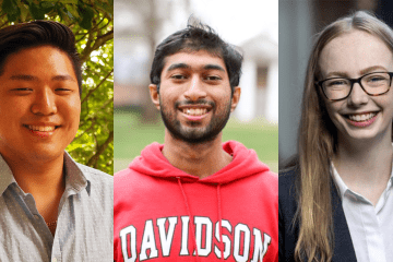a compilation of student headshots featuring two men and a woman