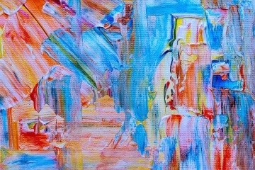 a colorful set of paint strokes on a white canvas