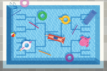 an illustration of someone lounging in a pool