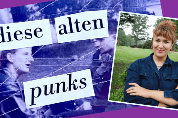 A collage of Diese Alten Punks (documentary title card) and Courtney Lassiter