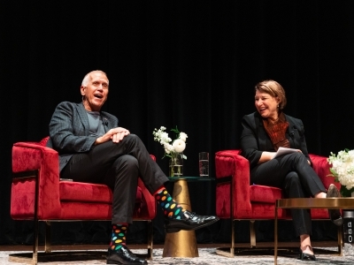 U.S. Senators Thom Tillis and Amy Klobuchar on stage at Davidson College