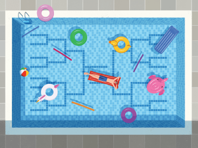 an illustration of someone lounging in a pool