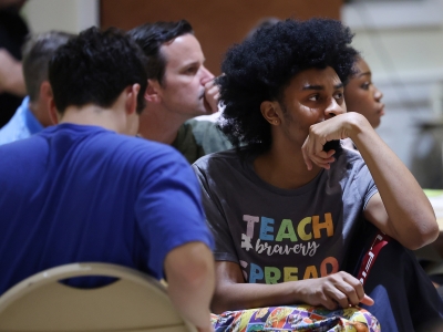 A table of students at the DCI Building Democracy event