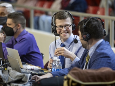 Student Announcer at a basketball game