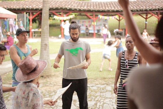 Student with other people in the park