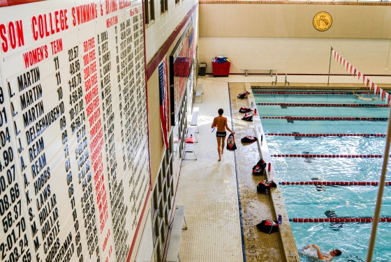 Student Walking on Deck of Cannon Pool