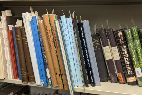 shelf of books from Davidson special collections 