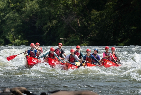 students kayaking together during Davidson Outdoors trip