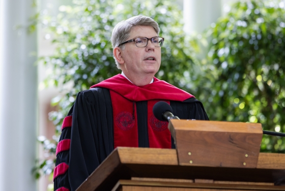 President Doug Hicks speaking at Commencement 2025