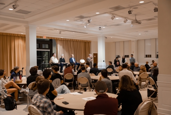 DCI and political science department panel at an event in the Lilly Gallery