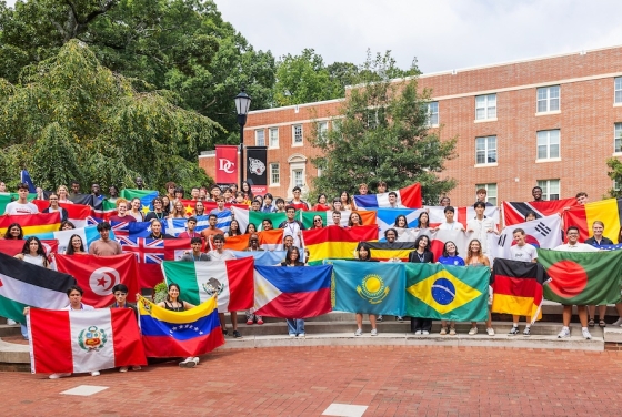Group of International Students with the Flags of their country