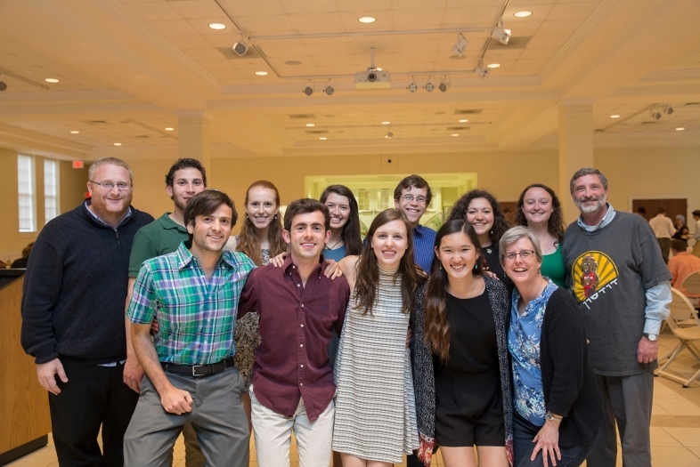 Jewish students and chaplains smile at the camera