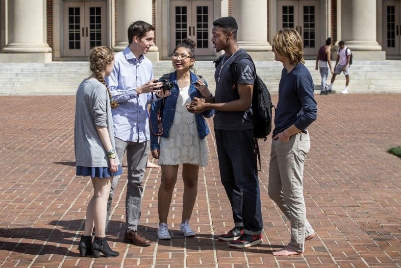 Students Hang Out in Front of Chambers