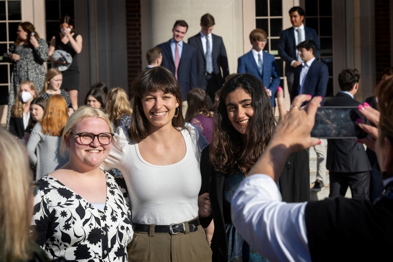 Phi Beta Kappa Initiation with Students Posing for Photos