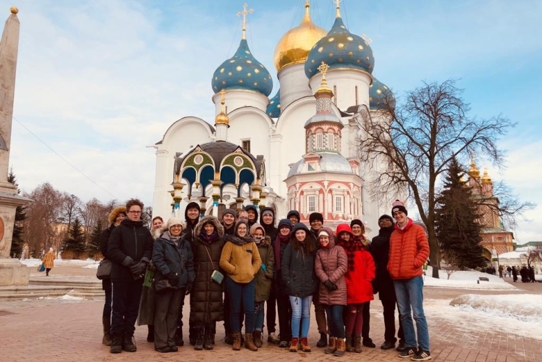 group of students and faculty in russia