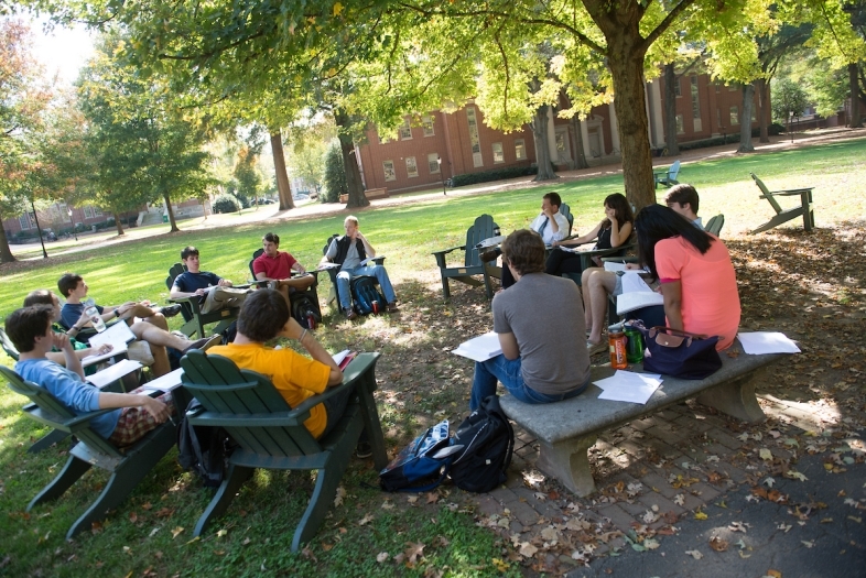 Outdoor Class gathered in a circle