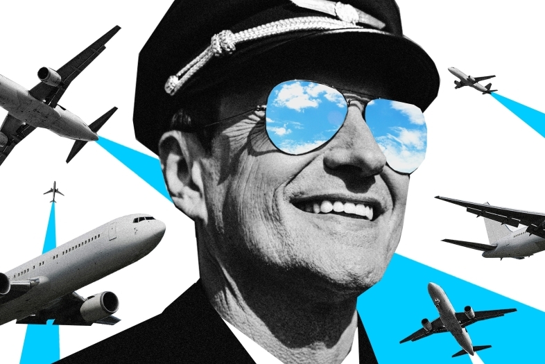 a pilot surrounded by airplanes