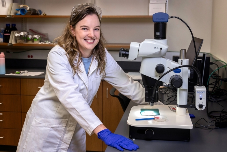 Environmental Studies Prof Chapman studies microplastics in the lab