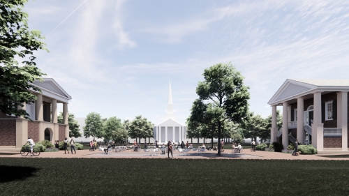 Rendering of the new Phi and Eu Plaza with buildings on both sides