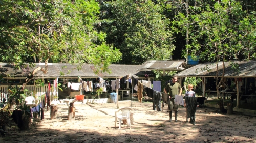 A campsite in the Amazon rainforest