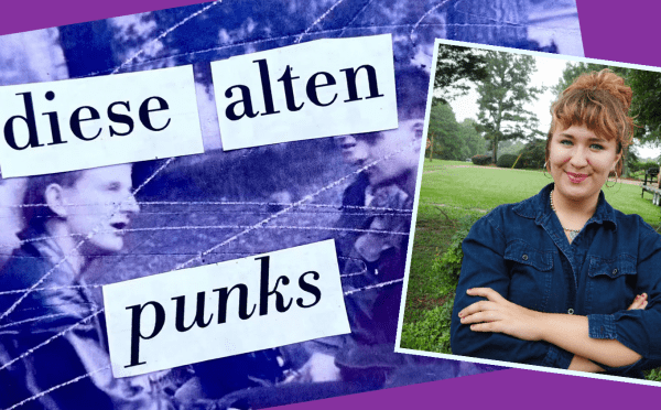 A collage of Diese Alten Punks (documentary title card) and Courtney Lassiter