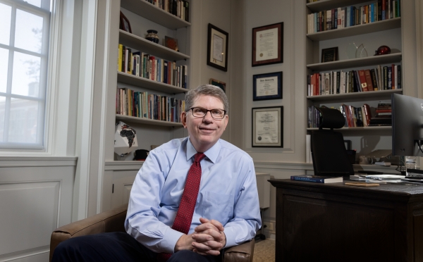 President Douglas Hicks in his office