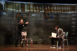 Davidson's Unveiled and Unvarnished Theatre Production scene with two people