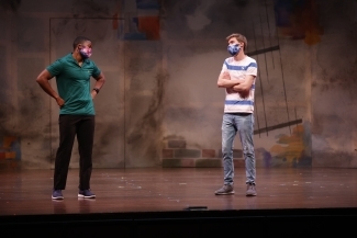 Davidson's Unveiled and Unvarnished Theatre Production scene two students