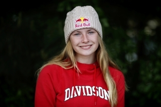 Davidson Olympian Evy Leibfarth '25 headshot in Davidson College sweatshirt