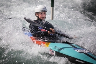 Olympian Evy Leibfarth '25 Kayaking in Whitewater