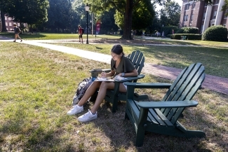 Student Studying Outside