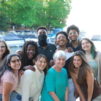 Group photo of students with professor