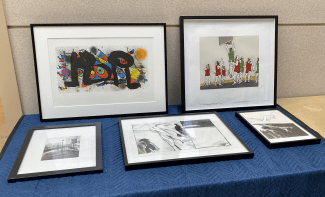 artwork laid out on table