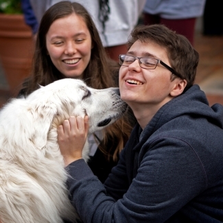 At the end of the semester students enjoyed a Big Fluffy Study Break, courtesy of the History and GSS Departments. Dogs from the Carolina Great Pyrenees Rescue organization brought lots of wags and love to students stressing over finals. 