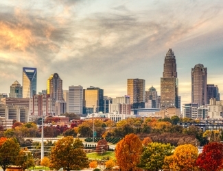 Charlotte, North Carolina with fall foliage