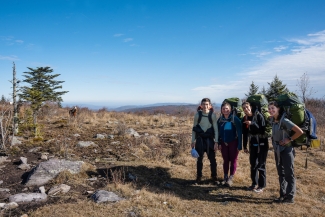 Davidson Outdoor trip leaders on the mountain before the hike