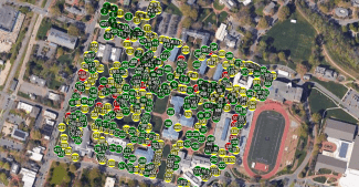 ArborScope Map showing locations where trees in the inventory are located