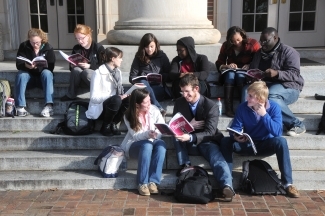 Students on the steps of Chambers Photo by Bill Giduz
