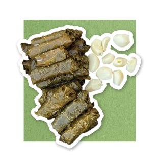 Syrian Yabraq, or Dolma, with garlic cloves