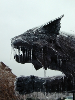 Frozen Wildcat Statue, Photo by Bill Giduz