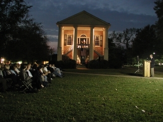 Nighttime debate photo by Bill Giduz