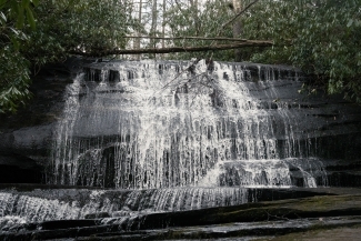 a waterfall in the woods