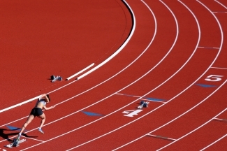 Lisa and Jeff Case Track & Field Complex runner on the track
